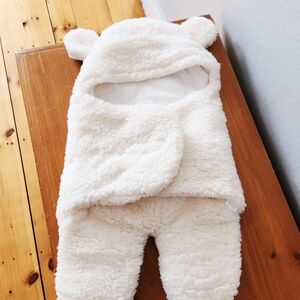 Cozy Cream Bear Swaddle/Costume